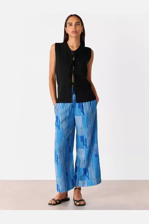 Whistles Stripe Print Cropped Trousers