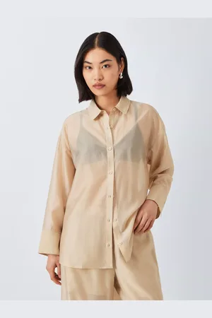 John Lewis Sheer Long Sleeve Shirt, Black