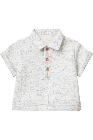 Benetton Baby Cotton Shark Print Polo Shirt