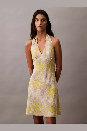 Calvin Klein Printed Crepe Georgette Halter Neck Dress