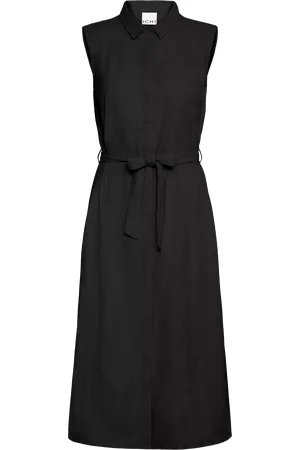 Ichi Linno Belted Linen Rich Dress