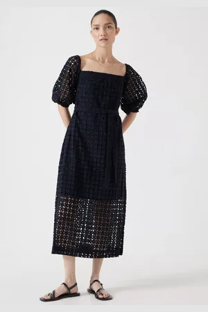 Hush Puppies Off Shoulder Broderie Anglaise Midi Dress