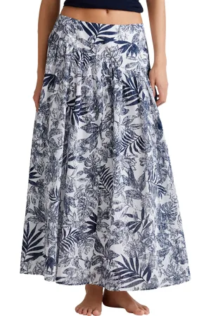Benetton Leaves Basque Waist Midi Skirt