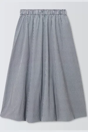John Lewis Striped Cotton Midi Skirt
