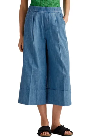 Benetton Pleated Cropped Denim Trousers