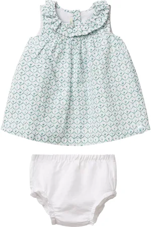 Benetton Baby Linen-Cotton Geometric Print Dress & Bloomers Set