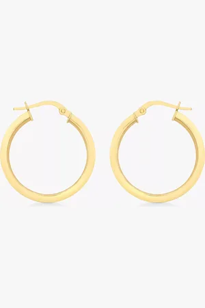 IBB 18ct Yellow Square Tube Round Creole Earrings
