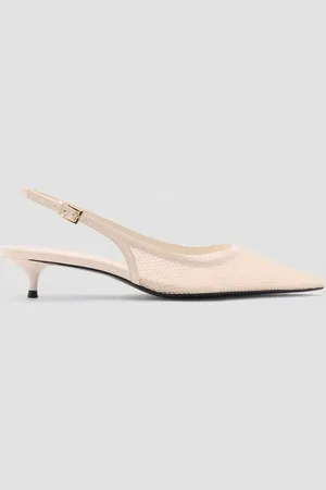 MANGO Honey Mesh Kitten Heel Court Shoes