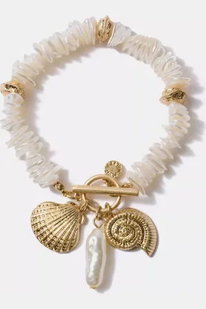 mint&berry Pearl Charm Bracelet, Gold