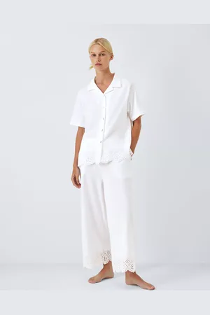 John Lewis Broderie Anglaise Hem Cropped Pyjama Set