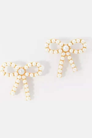 mint&berry Pearl Effect Bow Stud Earrings