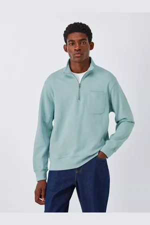John Lewis Half Zip Rib Cotton Knit Panel Sweatshirt