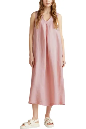 Benetton Linen Sleeveless Midi Dress