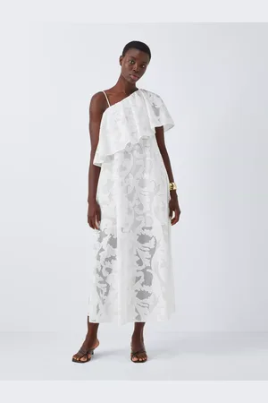John Lewis Editions Floral Applique Cold Shoulder Cotton Midi Dress