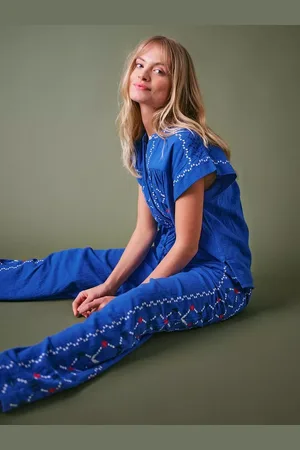 Cape Cove Embroidered Cheesecloth Trousers