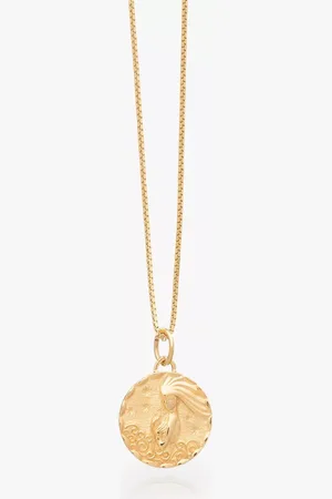 Rachel Jackson Personalised Zodiac Art Coin Necklace, Gold