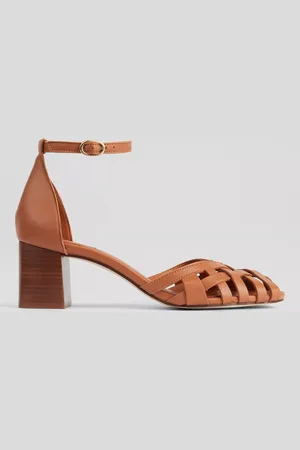 L.K. Bennett Noemia Leather Plaited Front Block Heel Sandals