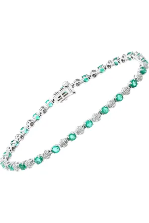 Mogul 9ct Gold Diamond and Emerald Tennis Bracelet
