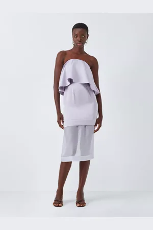 John Lewis Editions Linen Tencel Blend Sheer Skirt Bandeau Top Midi Dress