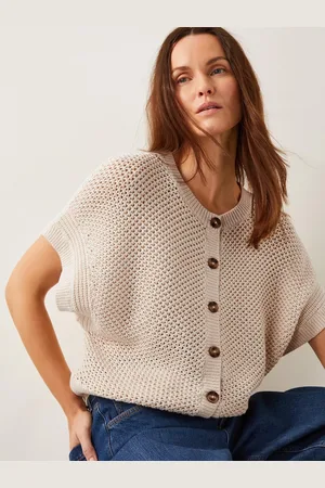 Monsoon Saya Short Sleeve Buttoned Crochet Cardigan