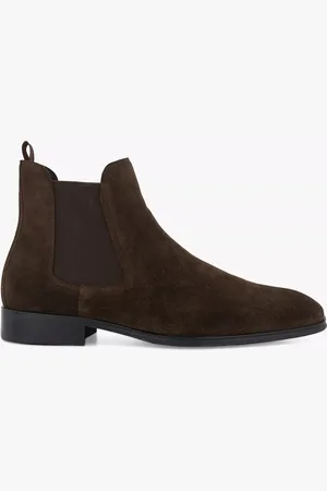 Dune Mandatory Suede Chelsea Boots, Dark Brown