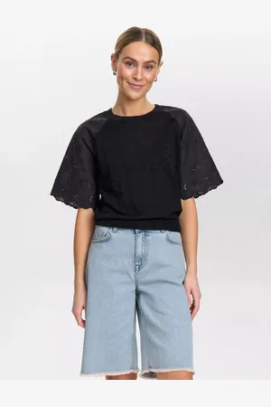 Numph Numoella Short Sleeve Floral Cotton Blend Top