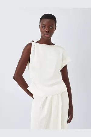 John Lewis Editions Linen Tencel Blend Clasp Detail Asymmetric Top
