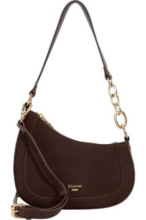 Dune Direction Asymmetric Chain Detail Suede Shoulder Bag
