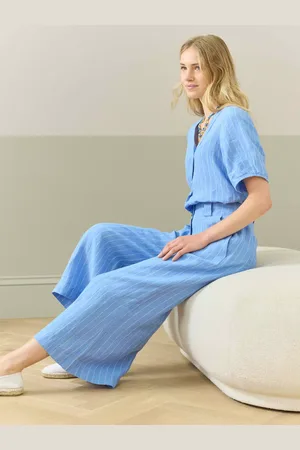 BRORA Linen Stripe Culotte Trousers
