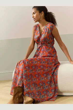 BRORA Cotton Chiffon Floral Liberty Print Midi Dress