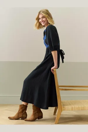 BRORA Cotton Cheesecloth Embroidered Midi Dress