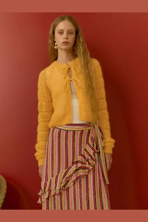 BRORA Mohair-Wool Blend Point-Lace Stitch Cardigan