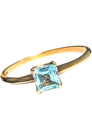 L & T Heirlooms Pre-loved 9ct Solitaire Princess Cut Blue Topaz Ring