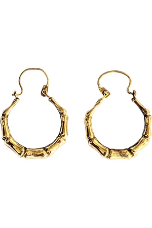 L & T Heirlooms Pre-loved 9ct Bamboo Hoop Earrings