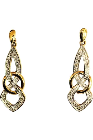 L & T Heirlooms Pre-loved 9ct Yellow Dropper Diamond Earrings