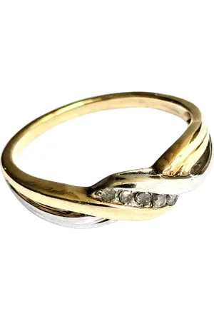L & T Heirlooms Pre-loved 9ct Yellow and White Gold Crossover Diamond Ring, Circa 1950