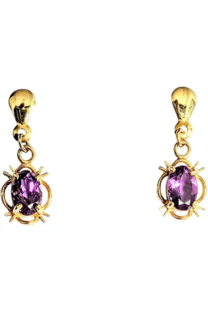 L & T Heirlooms Pre-loved 9ct Amethyst Drop Earrings
