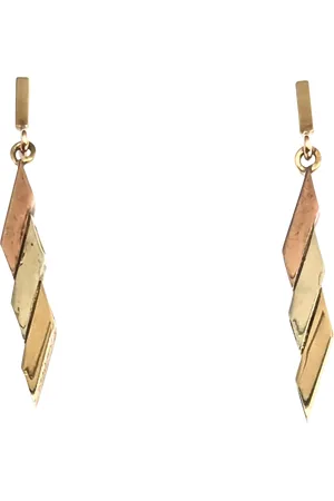 L & T Heirlooms Pre-loved 9ct Gold 3-colour Dropper Earrings, Circa 1983