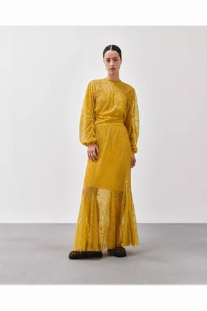 AND/OR Lace Gathered Long Sleeve Top