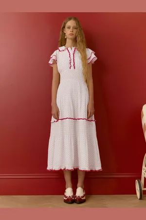 BRORA The Dobby Ric Rac Trim Midi Dress