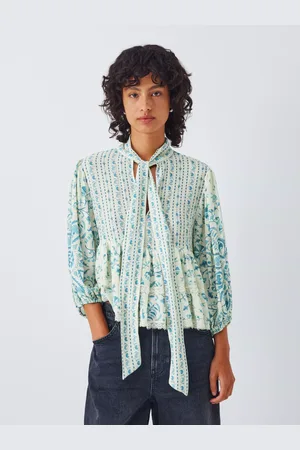 AND/OR Kiri Frill Hem Tie Neck Top
