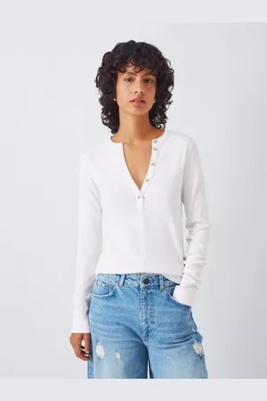 AND/OR Henley Ribbed Long Sleeve Top
