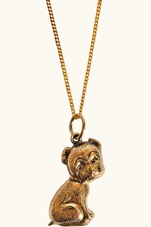 L & T Heirlooms Pre-Loved 9ct Yellow Puppy Pendant Necklace, Dated Circa 1967