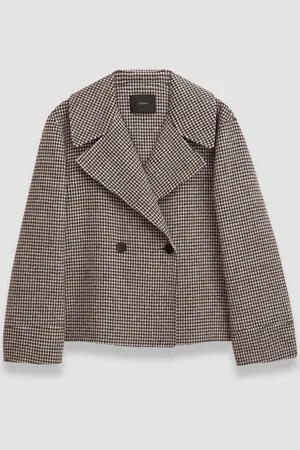 Joseph Double Face Cashmere Dogtooth Rollet Jacket