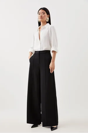 Karen Millen Premium Woven Viscose Crepe Wide Leg Trouser