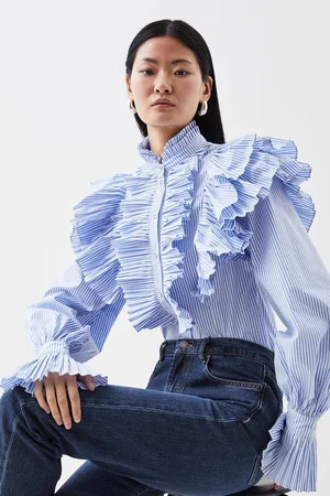 Karen Millen Pleatedd Ruffle Woven Shirt