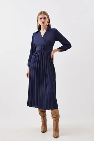 Plus Size Pleated Georgette Woven Maxi Dress