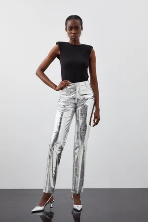 Faux Leather Metallic High Waisted Jeggings