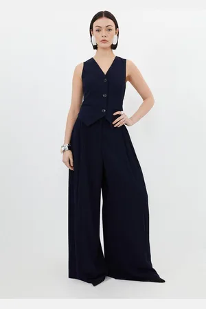 Buy Karen Millen women mono ruffle structured crepe jumpsuit black Online |  Brands For Less