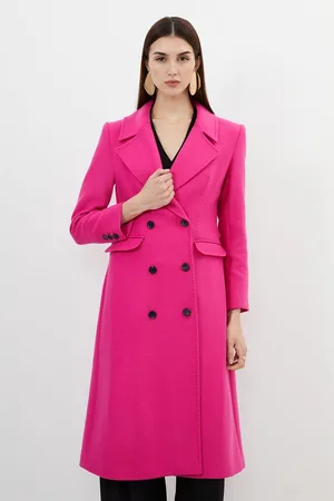 Buy Karen Millen Italian Wool Strong Shoulder Anti Fit Coat In Pink